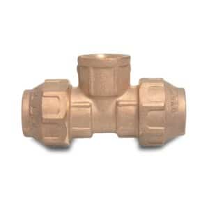 T-Stück 90° Messing 32 mm x 1" x 32 mm Klemm x Innengewinde x Klemm 16bar DVGW