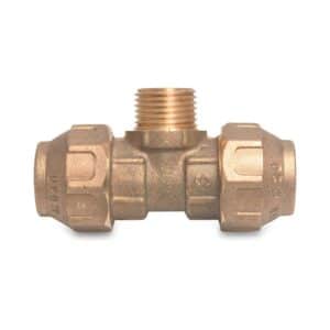 T-Stück 90° Messing 25 mm x 3/4" x 25 mm Klemm x Außengewinde x Klemm 16bar DVGW