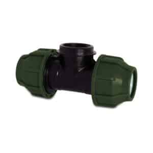 T-Stück 90° PP 40 mm x 1" x 40 mm Klemm x Innengewinde x Klemm 10bar Schwarz/Grün