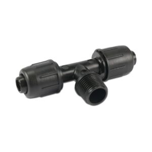 T-Stück 90° PP 16 mm x 3/4" x 16 mm lock x Außengewinde 4bar Schwarz