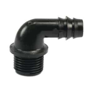 Winkel 90° POM 1/2" x 20 mm Außengewinde x Tülle 6bar Schwarz