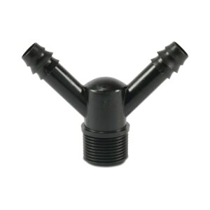Y-Stück POM 16 mm x 3/4" x 16 mm Tülle x Außengewinde x Tülle 4bar Schwarz