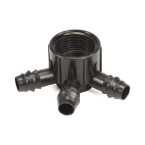 3-Wege Verteiler POM 16 mm x 1" Tülle x Innengewinde 4bar Schwarz