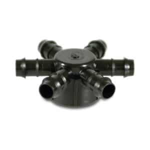 6-Wege Verteiler POM 20 mm x 1" Tülle x Innengewinde 4bar Schwarz