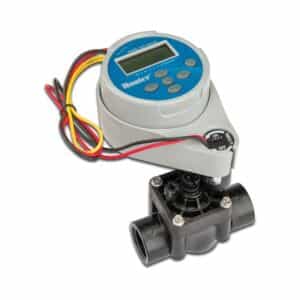 Hunter NODE 100 Steuergerät 9VDC Blau montiert auf PGV-101-G BSP-Ventil, mit Magnetspule 1 station