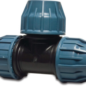 Jason T-Stück 90° PP 32 mm Klemm 16bar Schwarz/Blau DVGW/KIWA/WRAS/SVGW