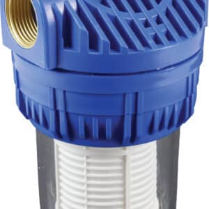 Profec Wasserfilter 5" Kunststoff 1" Innengewinde 8bar 60micron Nylon Filtereinsatz Blau Typ mit 1/8“ Manometeranschluss 5"