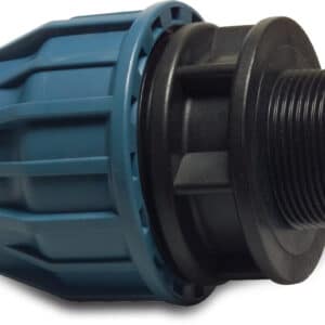 Jason Kupplung PP 32 mm x 1" Klemm x Außengewinde 16bar Schwarz/Blau DVGW/KIWA/WRAS/SVGW
